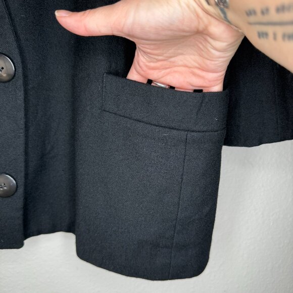 Vintage 80s Christian Dior The Suit Black Wool Double Breasted Blazer | L/XL - Picture 6 of 13